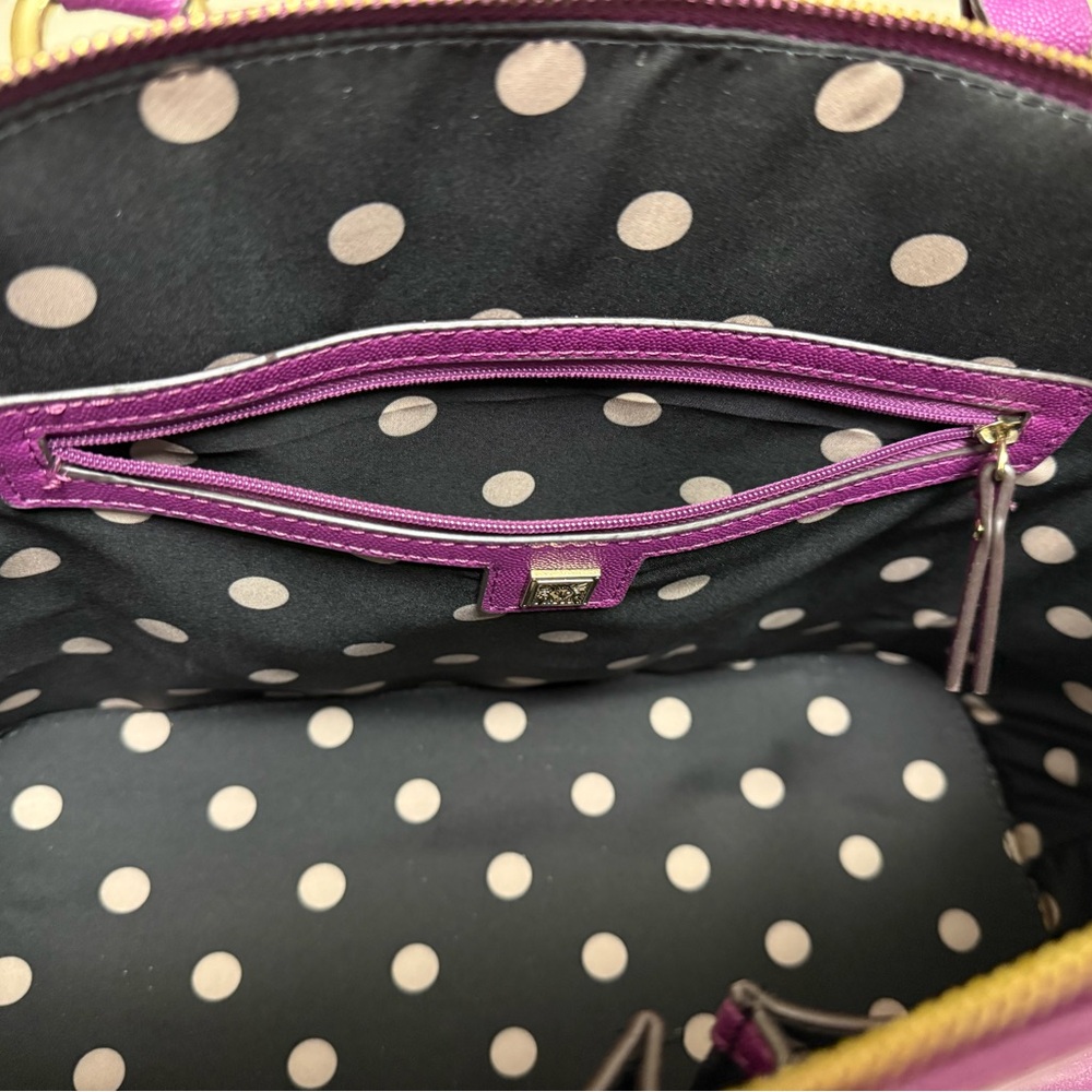 Anne Klein Elegant Purple Handbag with Lion Charm - Picture 3 of 4